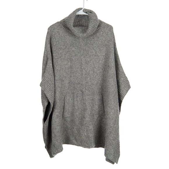 J. Crew Gray Relaxed Turtleneck Poncho Sweater Wool Mohair NWT Women's M/L - Picture 2 of 8